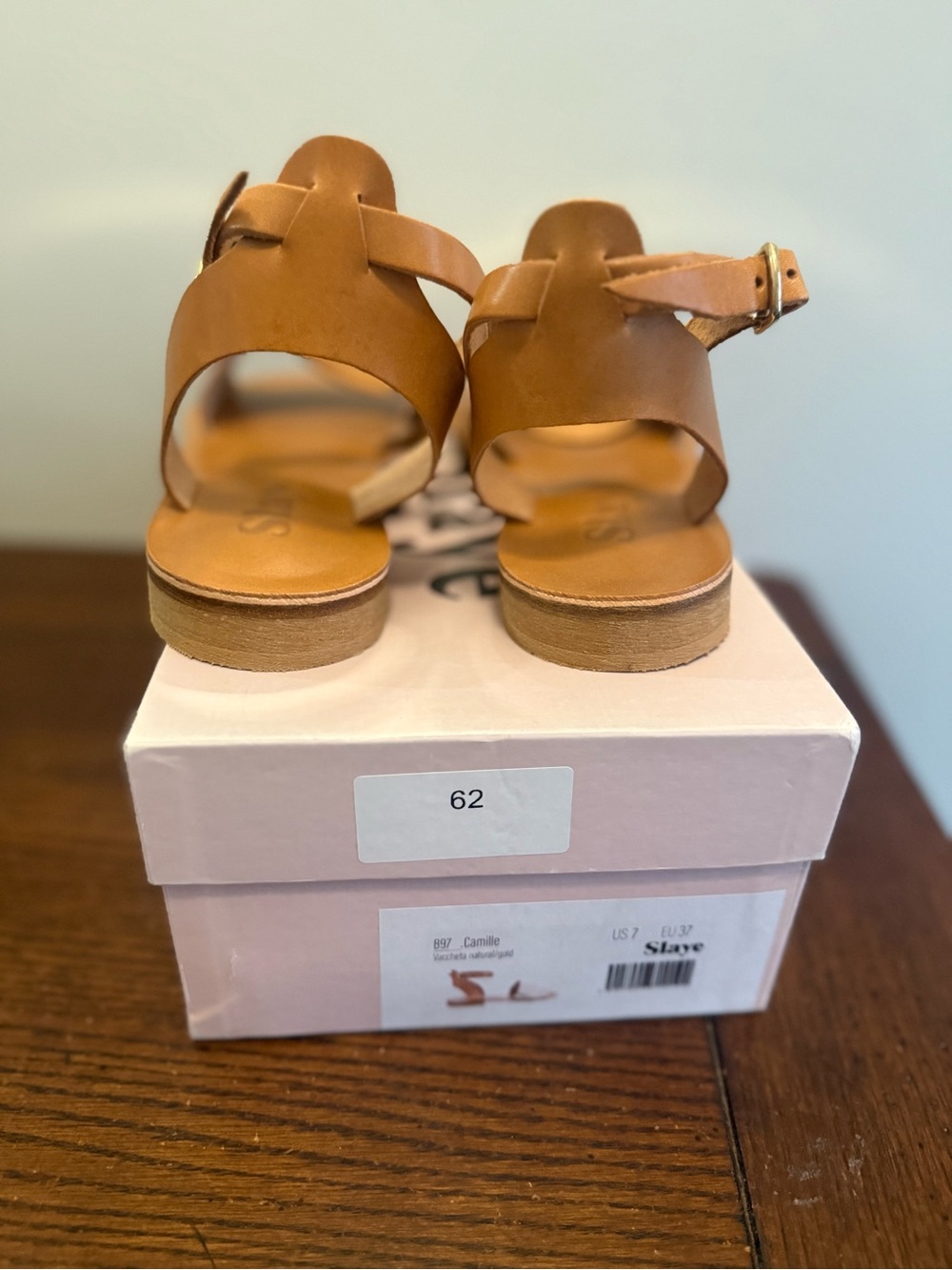 Slaye Sandals with Metallic Gold Strap and Tan Leather - Picture 5 of 5